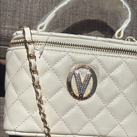 NWT! Valentino Orlandi Cream Quilted Women's Mini Crossbody Bag - Picture 2 of 5